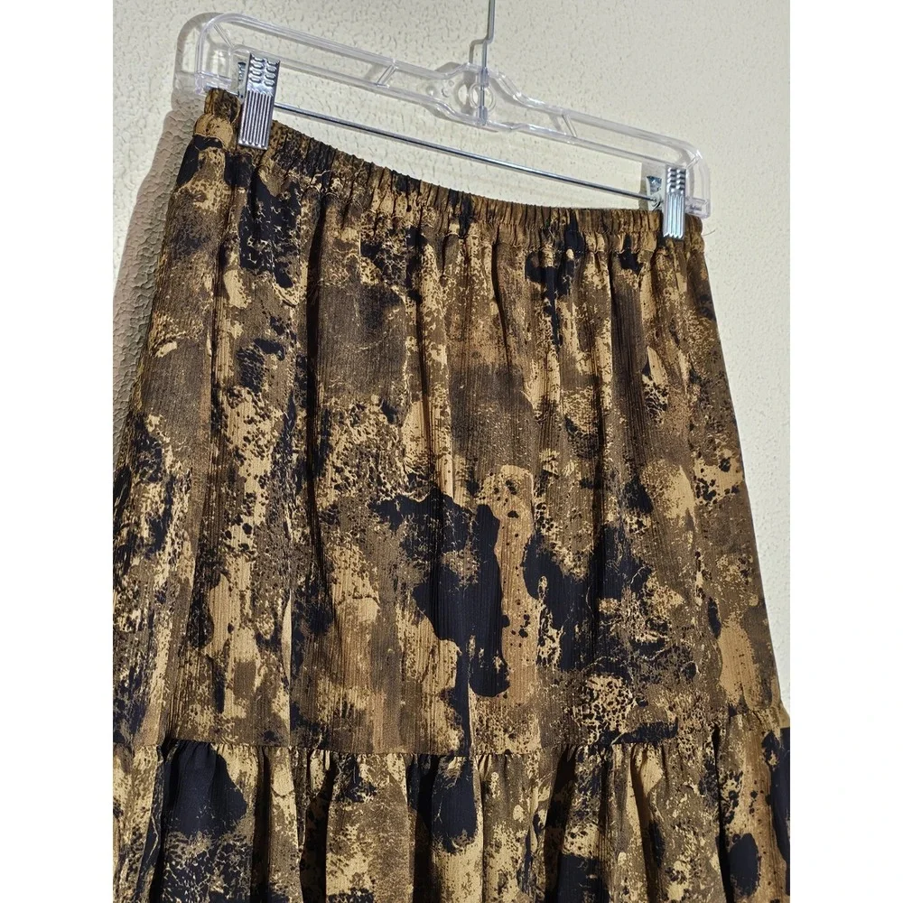 Linea‎ By Louis Dell'olio Sm Earthtone Teired Midi Skirt Flowy Boho Fairy Grunge - Picture 5 of 11
